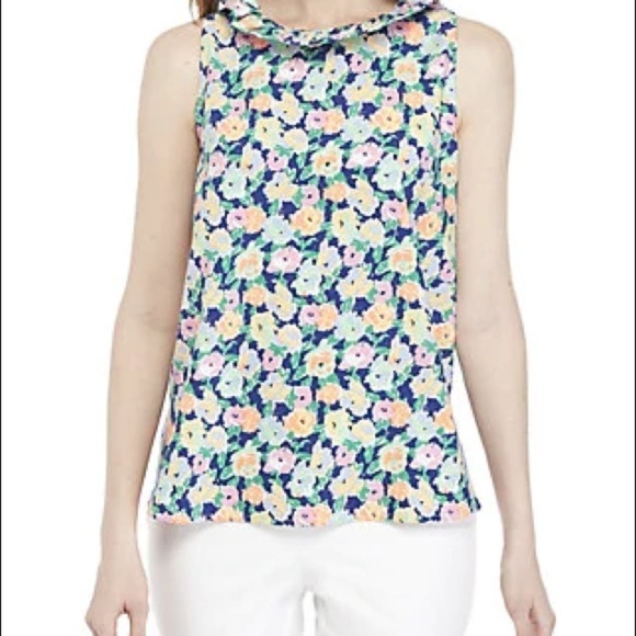 Crown and Ivy Sleeveless Ruffle Neck Floral Top - Picture 1 of 8